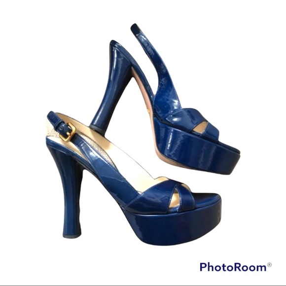 Prada Patent leather Navy sling back heels - Picture 6 of 6